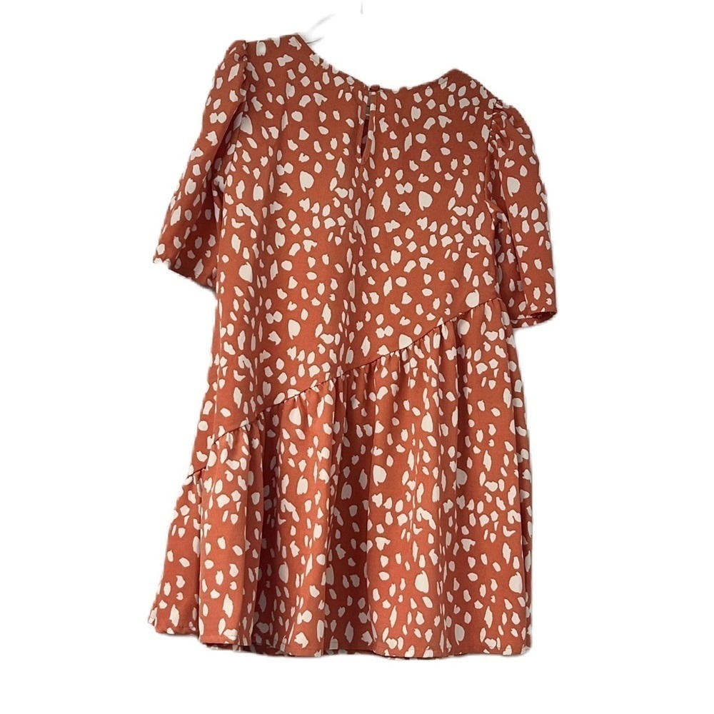 Wonder Nation girl orange white polka dot sz m 7-8 short sleeve dress casual fun